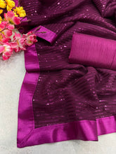 Partywear purple sequins saree