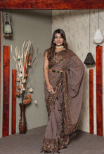 Trupti Vala inspired saree - Brown sequinned saree