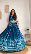 Dandiya night - blue georgette Lehenga