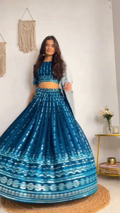 Dandiya night - blue georgette Lehenga