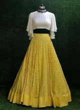 Indo western stylish yellow sequins embroidery Lehenga
