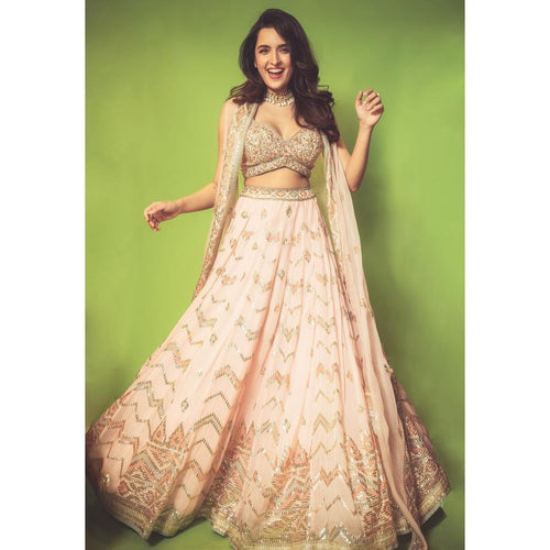 Peachy sequin Lehenga