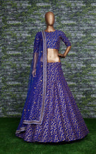 Sabyasachi inspired blue floral raw silk Lehenga