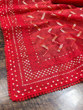 Organza silk saree with zigzag sequins