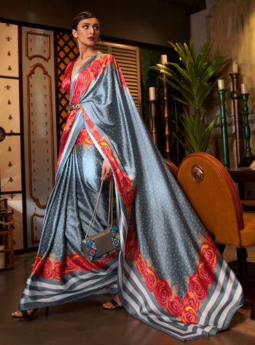 Printed Japan crepe saree