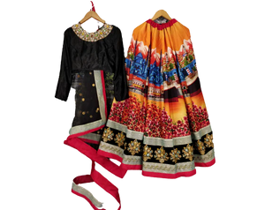 Multicolour Bangalore silk Lehenga