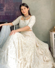 White wavy sequinned Lehenga