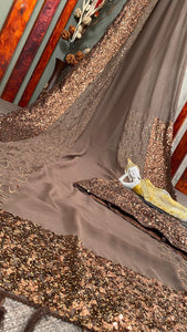 Trupti Vala inspired saree - Brown sequinned saree