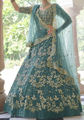 Elna wedding lehengas - Rama green