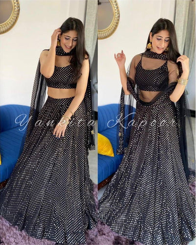 Yankita Kapoor inspired black sequins Lehenga