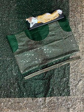 Emerald green partywear sequins saree