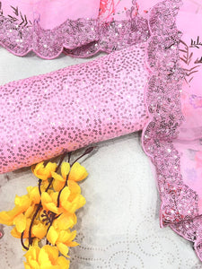 Pink digital floral saree