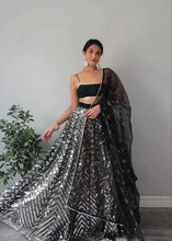 Partywear black georgette sequins Lehenga - readymade