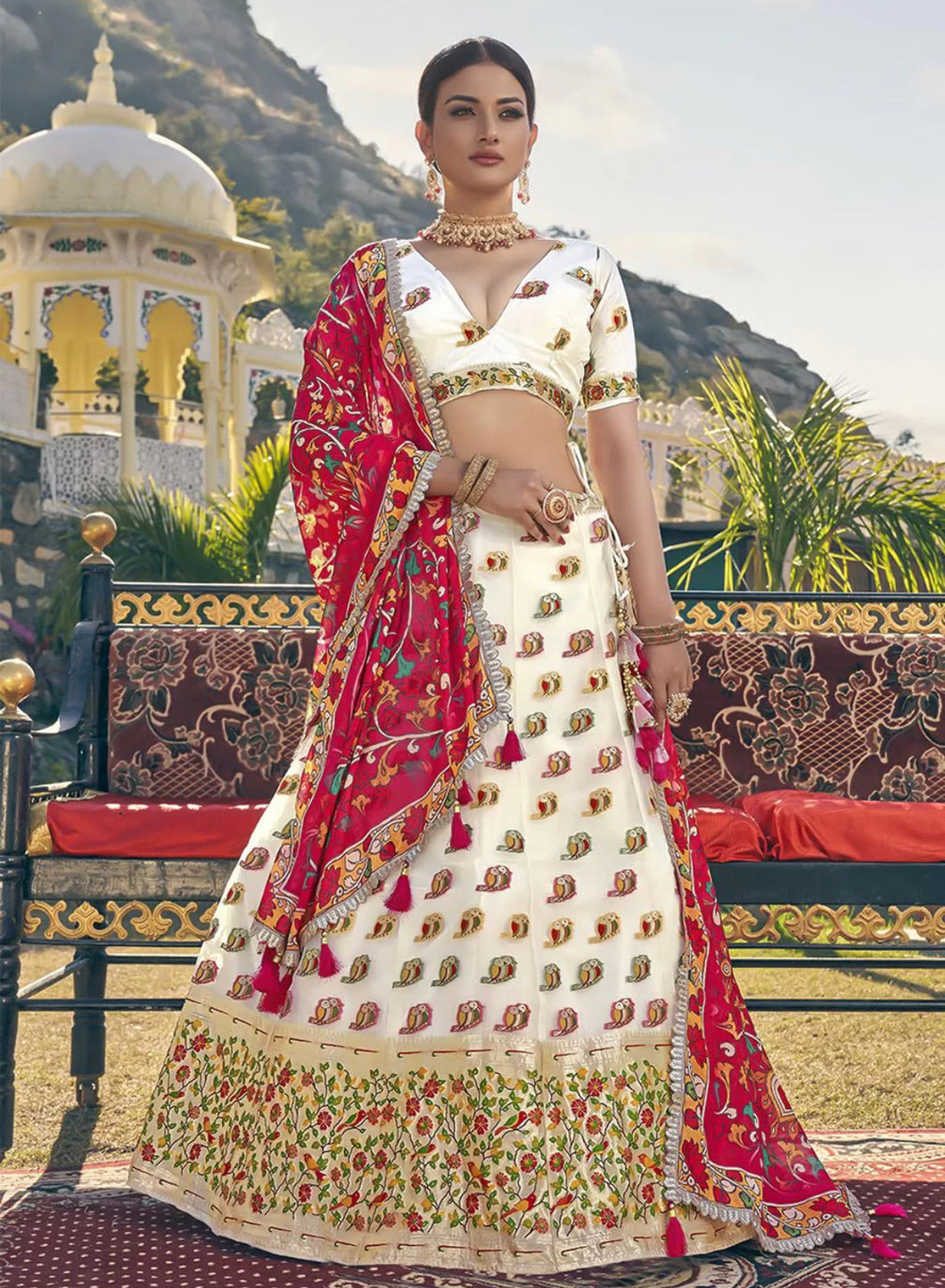 White organza Lehenga
