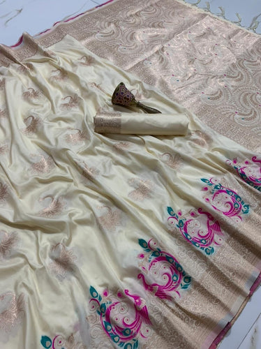 Peacock Mina jari saree