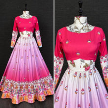 Printed silk Lehengas