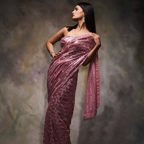 Celebrity box style sequins saree