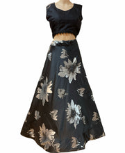 Black lehenga with silver flowers