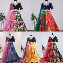 Bridesmaids - Satin silk floral printed lehengas