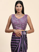 Elegant purple ready to wear saree