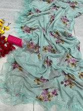Casual chic collection: sequinned blue saree