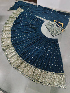 Blue sequinned Lehenga