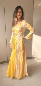 Yellow palazzo - 3 piece suit with koti