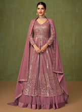Peanut pink embroidered layered gown