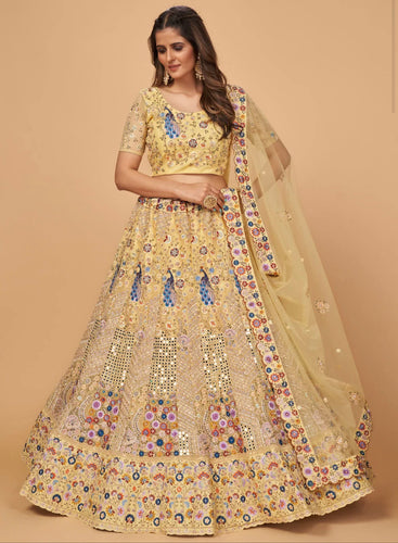 Floristini collection - yellow net Lehenga