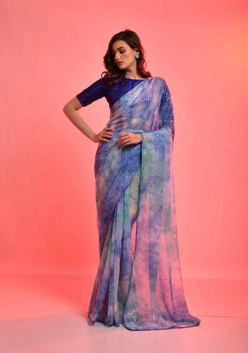 Shibori sequins saree