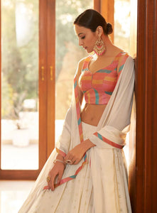 Beige and multi colour Lehenga