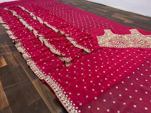 Ruffle saree with mirror work