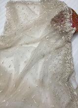 Celebrity inspired pearl and thread work saree