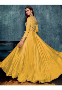 Barfi collection - Yellow mirror work gown