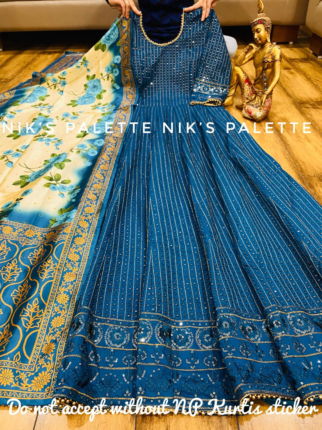 Niks collection: Blue sequinned anarkali