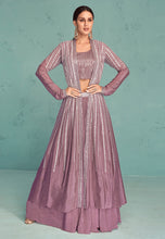 Lavender anarkali with long koti