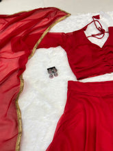 Plain red fully stitched Lehenga - lots of flair