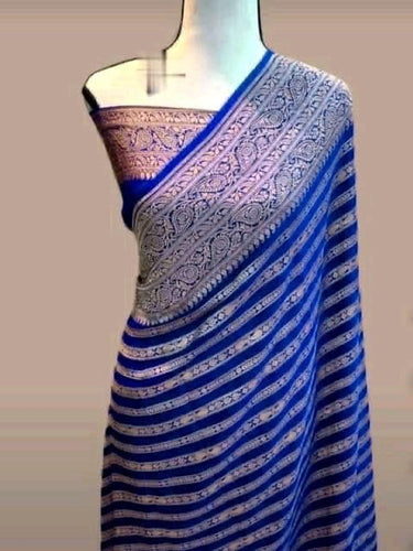 Classic traditional khadi saree in blue