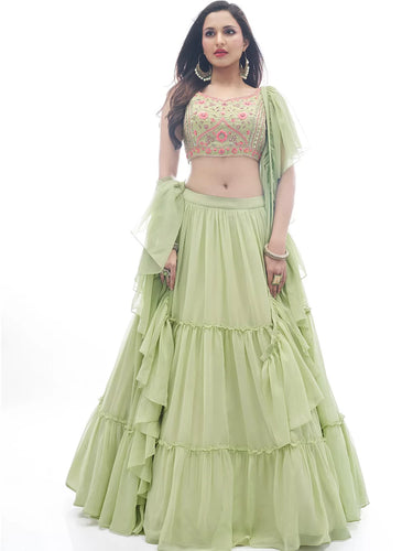 Kansi readymade collection - Green flowy elegant lehenga