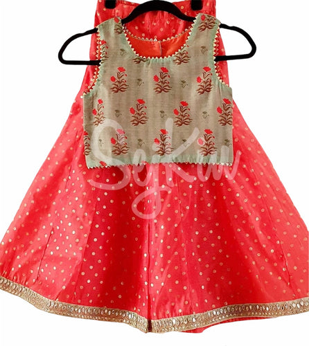 Orange floral print palazzo 7-8 YRS