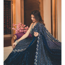 Royal blue sequins saree