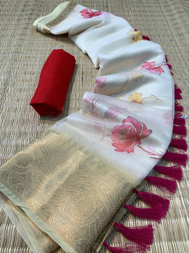 Pichwai print saree - pastel colours