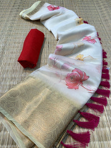 Pichwai print saree - pastel colours
