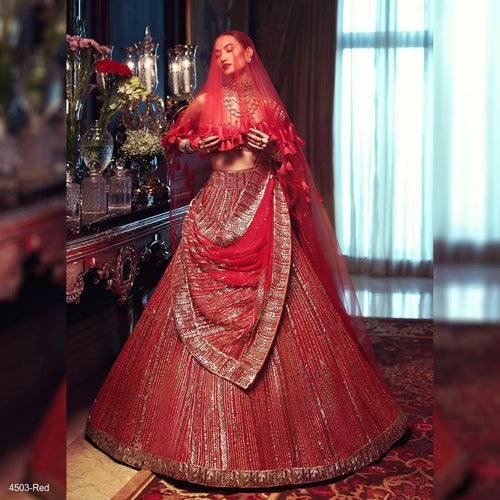 Red sequins Lehenga