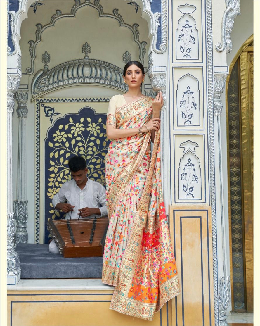 Kashmiri modal silk saree