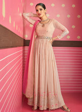Janisha - Peach Georgette embroidered palazzos