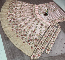 Baby pink silk floral Lehenga