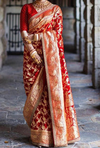 Red banarasi silk saree