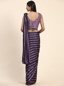 Elegant purple ready to wear saree