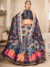 Multi colour rera silk printed lehengas